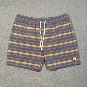 Marine Layer Striped Board Shorts Mens M Gray Orange Luxury Beach Swim Beach